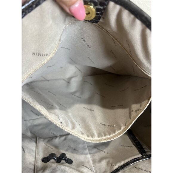 Brahmin Black And Brown Large Shoulder Tote Bag Carry All Travel - Picture 16 of 16